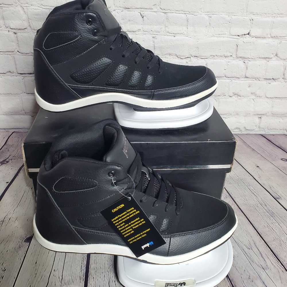 Men's Black High-Top Athletic Sneakers with White Accent Midsole